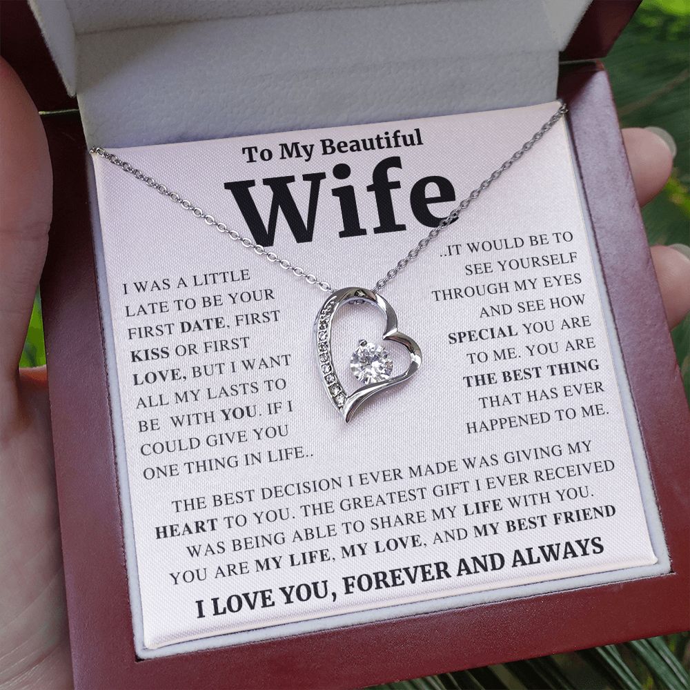 To My Beautiful Wife - Heart Necklace