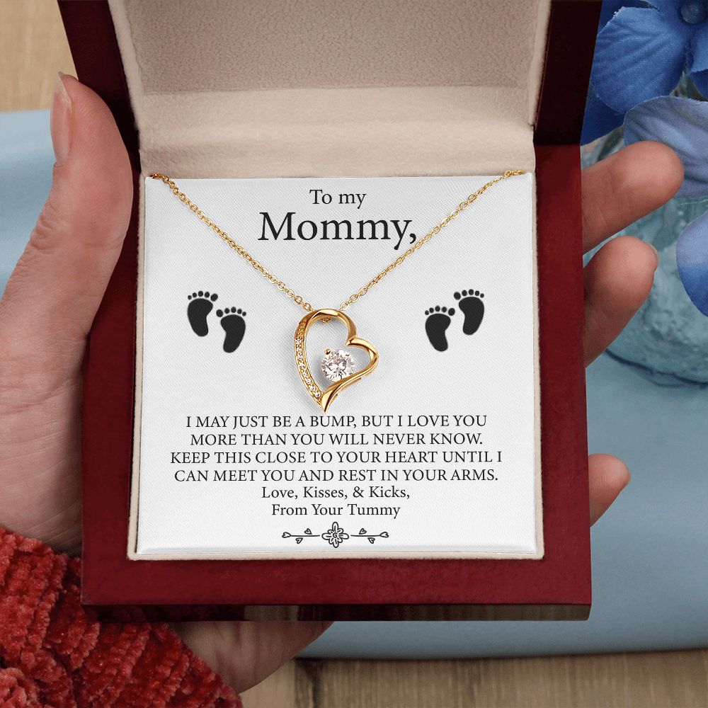 To My Mommy - Baby Feet Heart Pendant Necklace Gift Set
