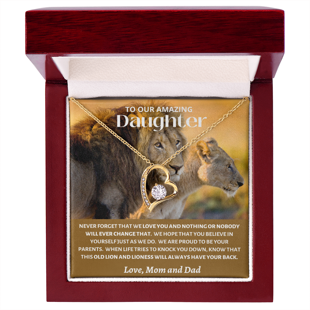 Amazing Daughter - Mom and Dad Old Lions - Forever Love Necklace