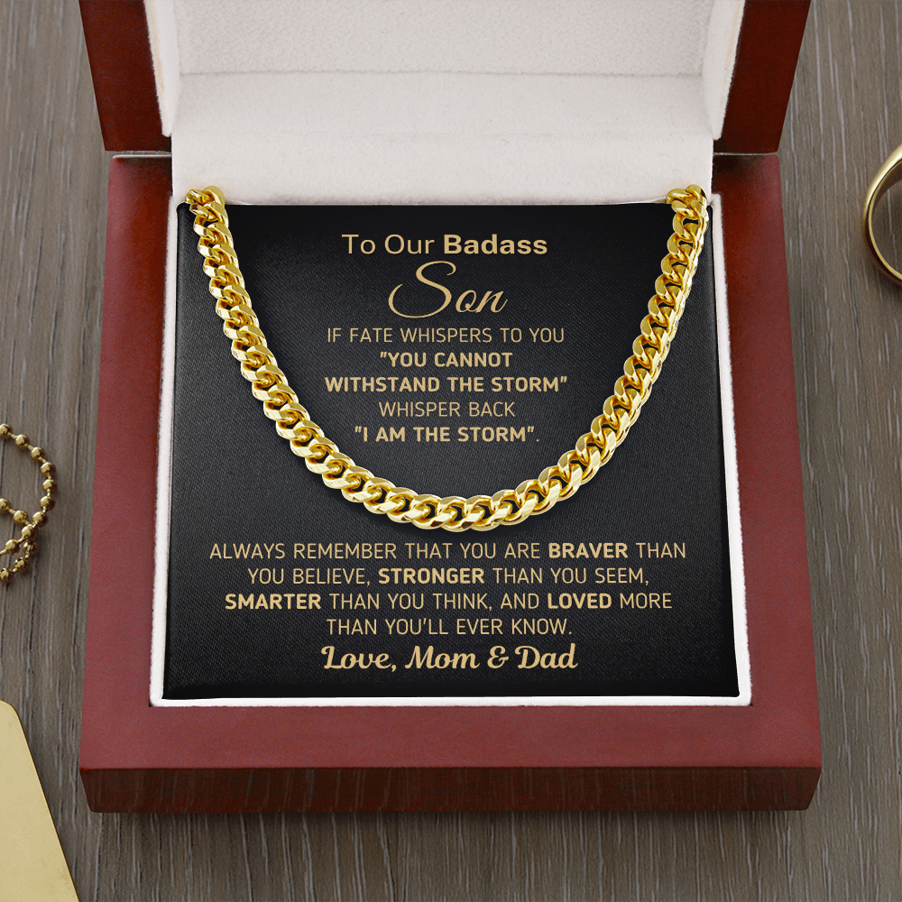 Gift for Son From Mom and Dad - "I Am The Storm" Chain Necklace