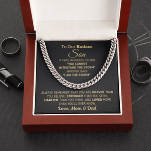 Gift for Son From Mom and Dad - "I Am The Storm" Chain Necklace