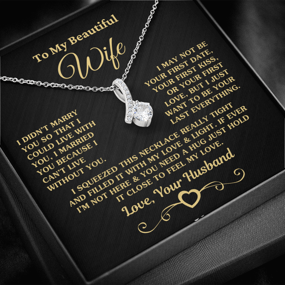 Gift for Wife "I Can't Live Without You" Gold Necklace