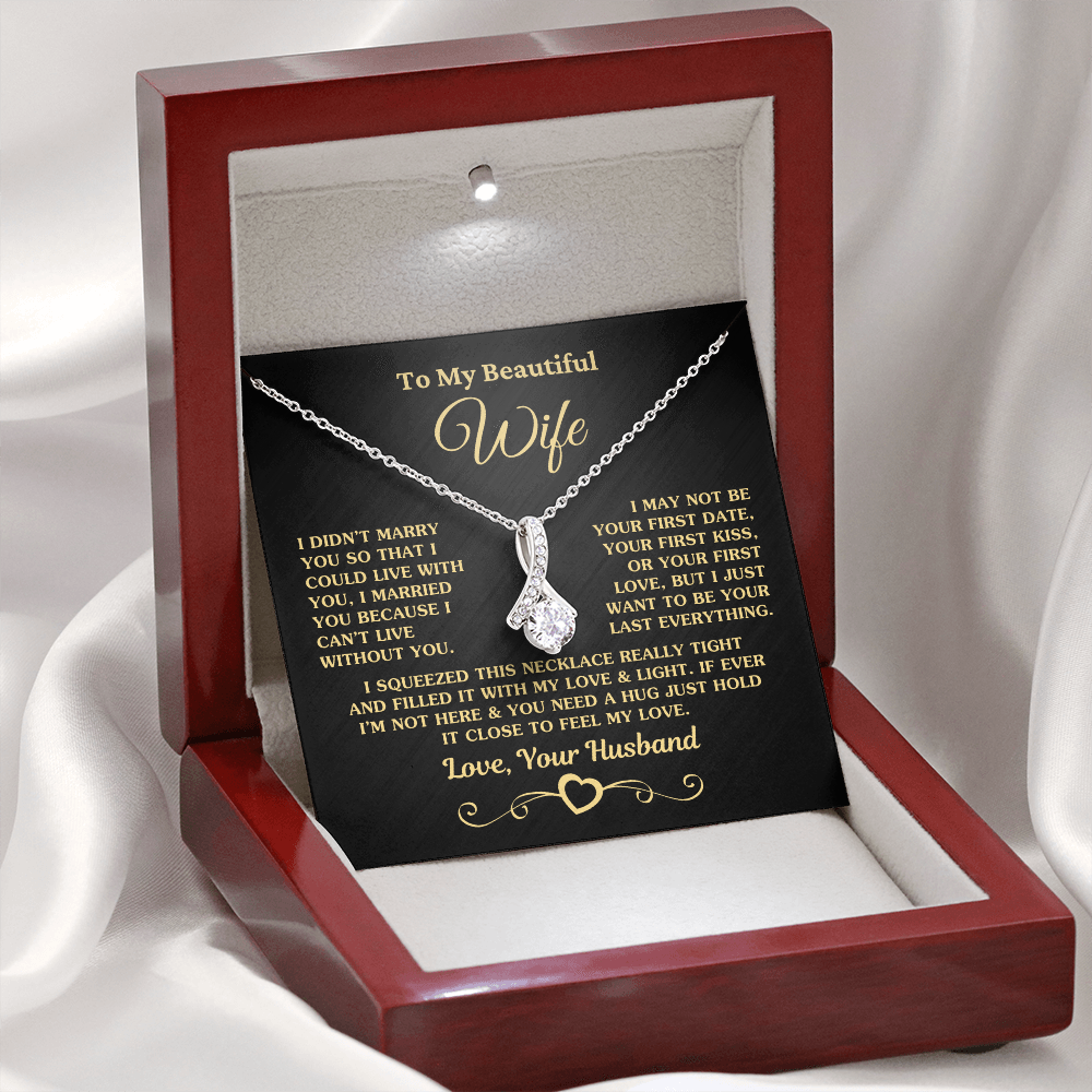 Gift for Wife "I Can't Live Without You" Gold Necklace