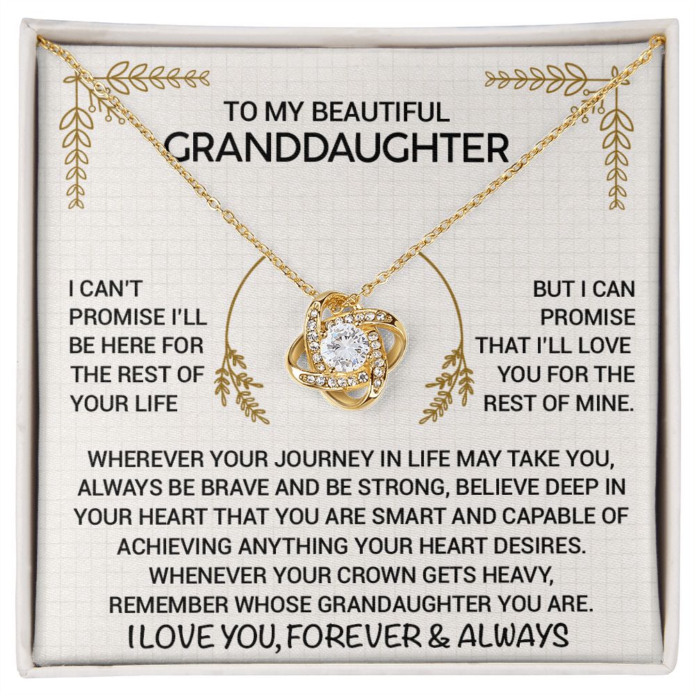 To My Beautiful Granddaughter - Always Be Brave And Be Strong - Love Knot Necklace
