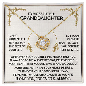 To My Beautiful Granddaughter - Always Be Brave And Be Strong - Love Knot Necklace