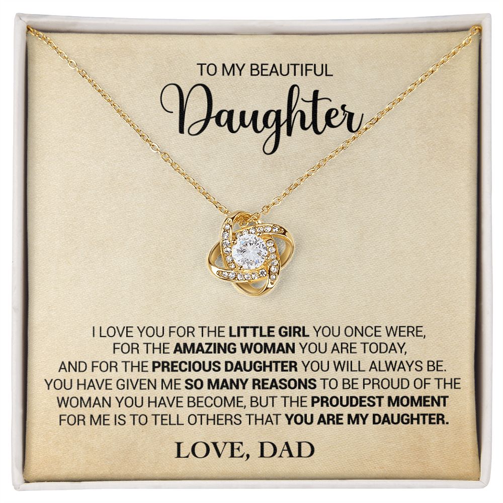 To My Daughter - Proud That You Are My Daughter - Love Dad - Love Knot Necklace