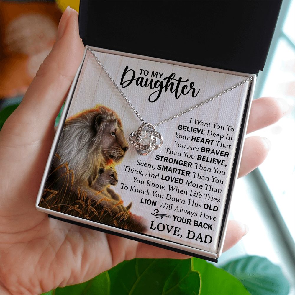 To My Daughter - You Are Braver Than You Believe - Love Knot Necklace