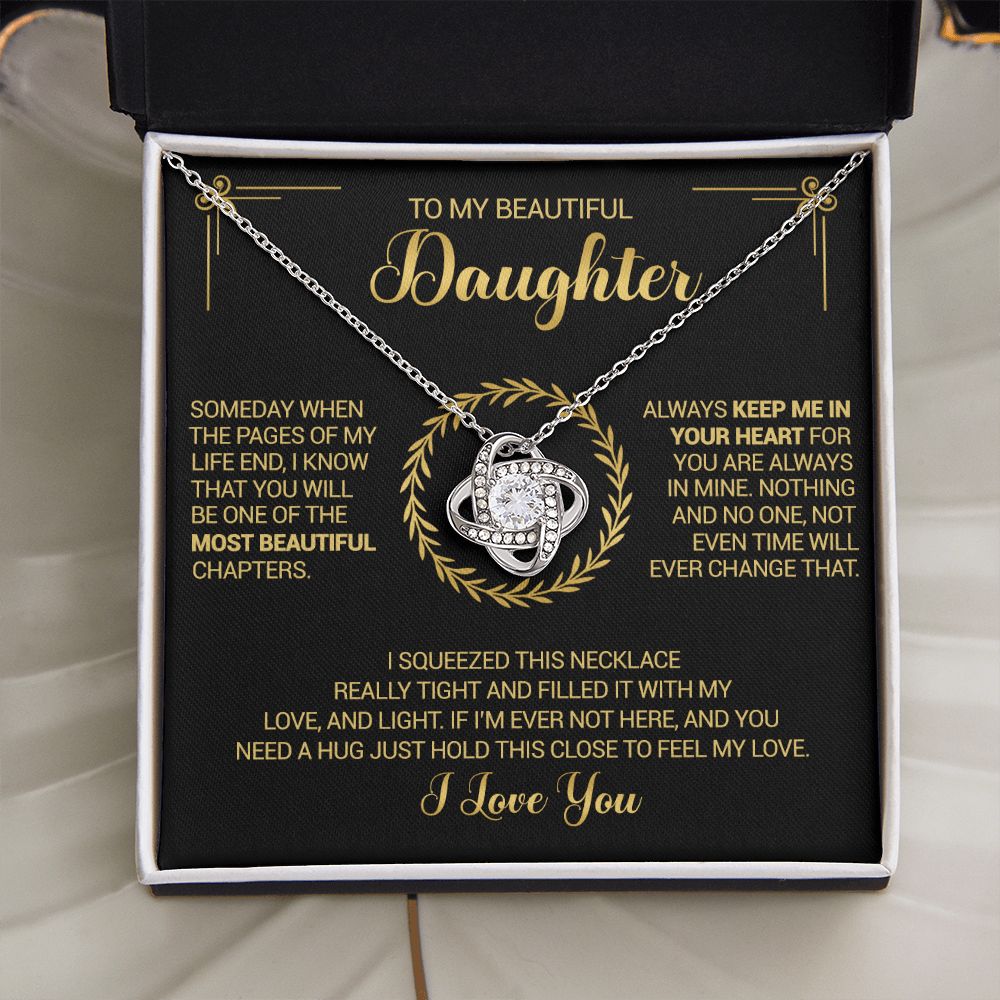 To My Beautiful Daughter - Always Keep Me In Your Heart - Love Knot Necklace