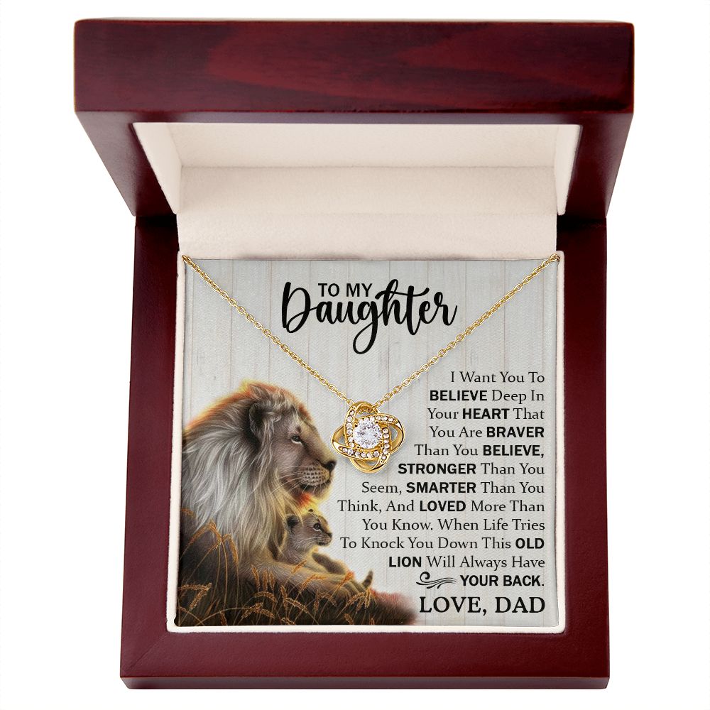 To My Daughter - You Are Braver Than You Believe - Love Knot Necklace