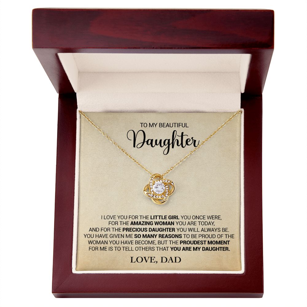 To My Daughter - Proud That You Are My Daughter - Love Dad - Love Knot Necklace