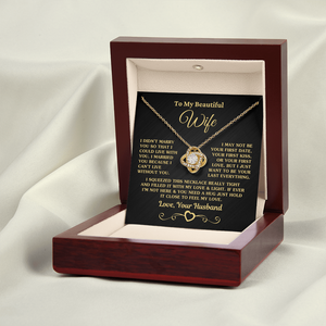 Gift for Wife "I Can't Live Without You" Gold Knot Necklace