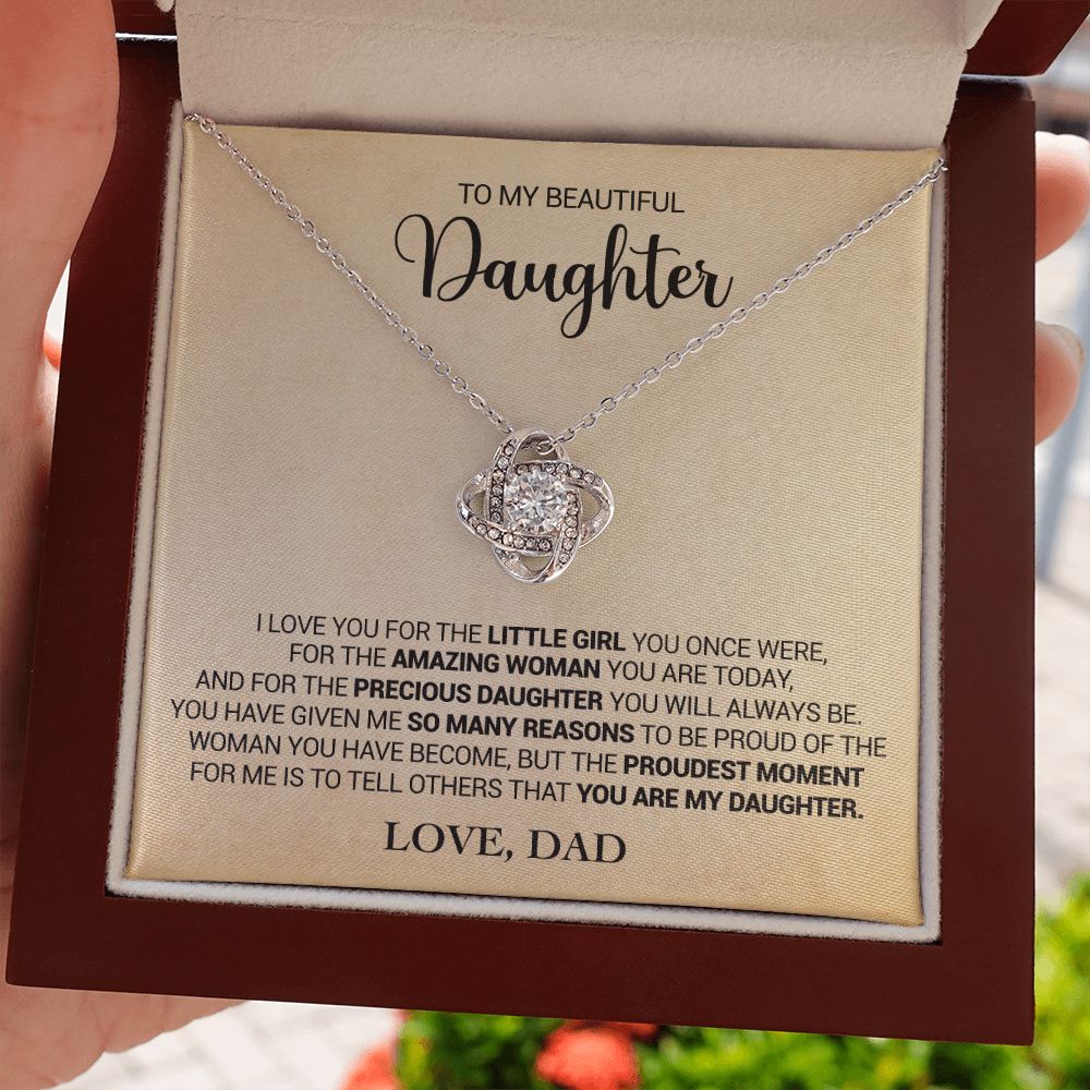 To My Daughter - Proud That You Are My Daughter - Love Dad - Love Knot Necklace