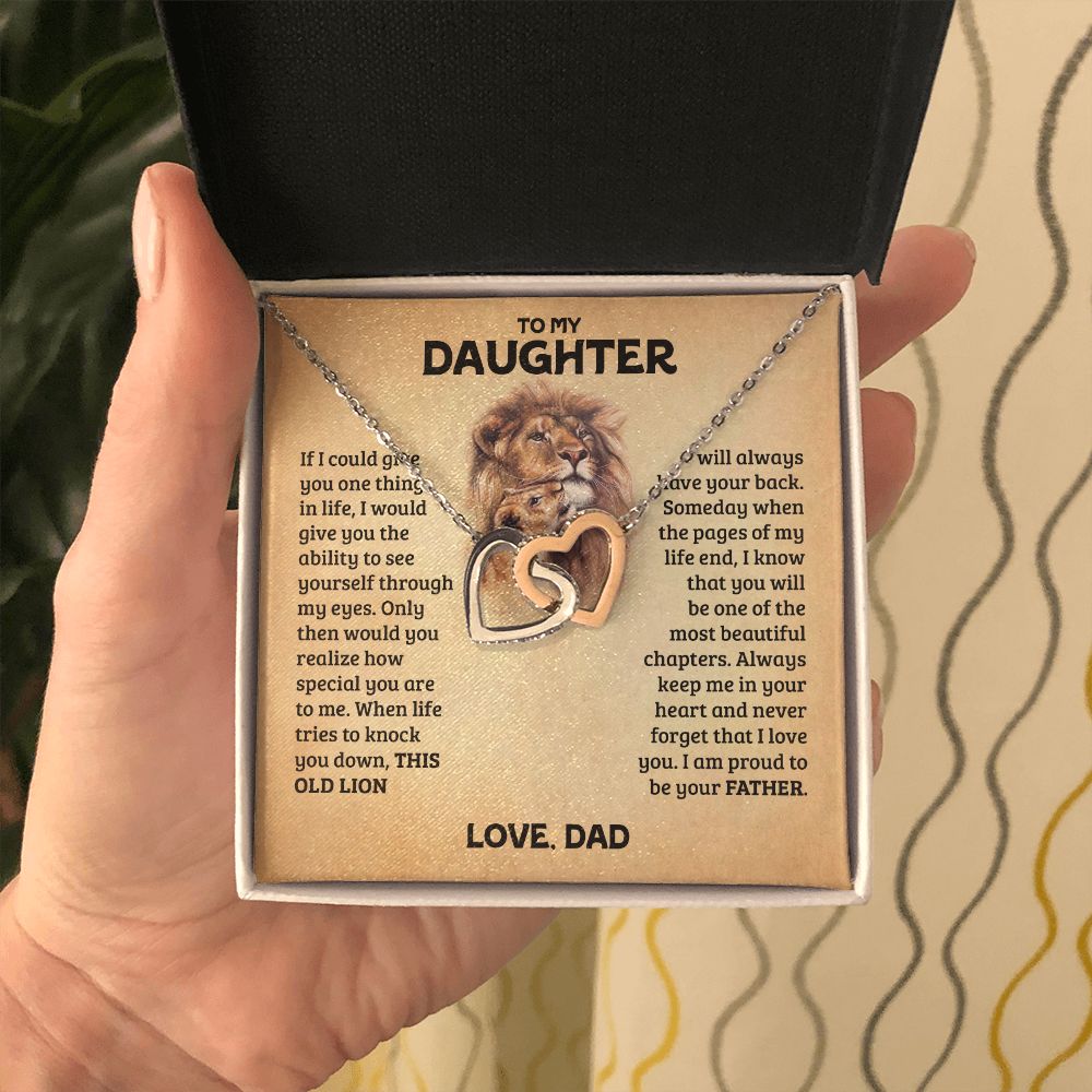 Daughter - Old Lion - Interlocking Hearts Necklace