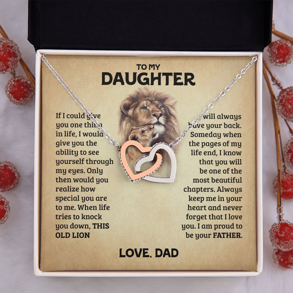 Daughter - Old Lion - Interlocking Hearts Necklace