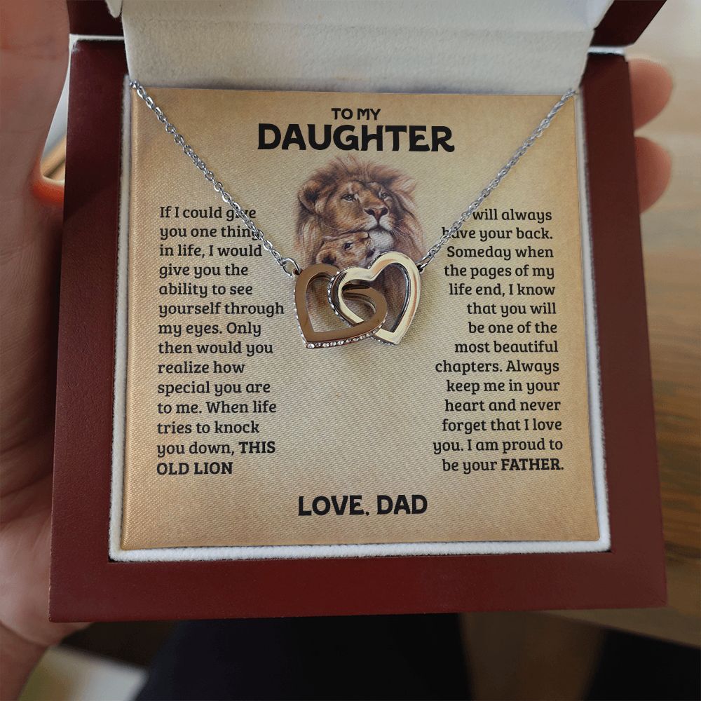Daughter - Old Lion - Interlocking Hearts Necklace