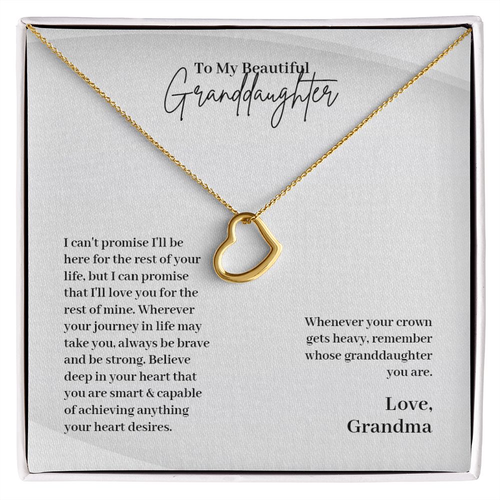 Granddaughter Gift from Grandma - Delicate Heart Necklace
