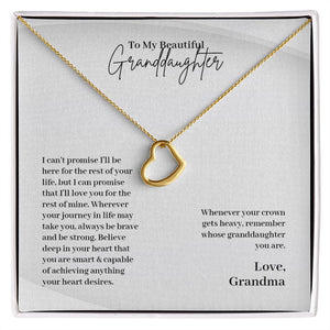 Granddaughter Gift from Grandma - Delicate Heart Necklace