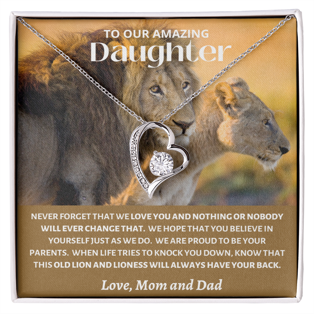 Amazing Daughter - Mom and Dad Old Lions - Forever Love Necklace