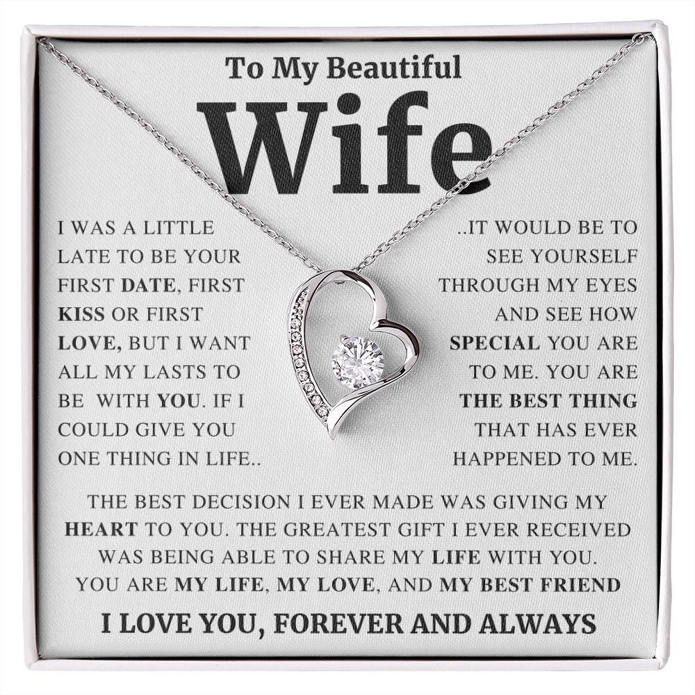 To My Beautiful Wife - Heart Necklace