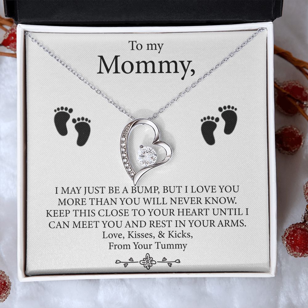To My Mommy - Baby Feet Heart Pendant Necklace Gift Set