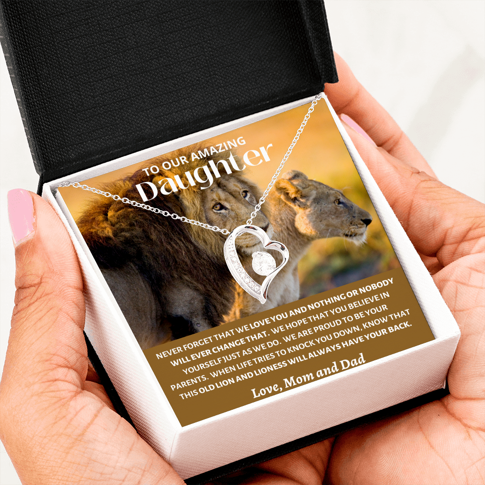 Amazing Daughter - Mom and Dad Old Lions - Forever Love Necklace