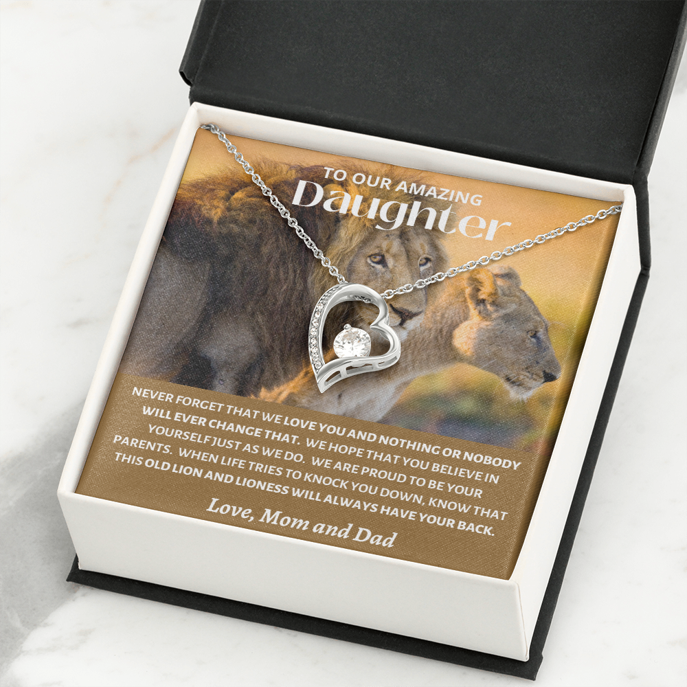 Amazing Daughter - Mom and Dad Old Lions - Forever Love Necklace