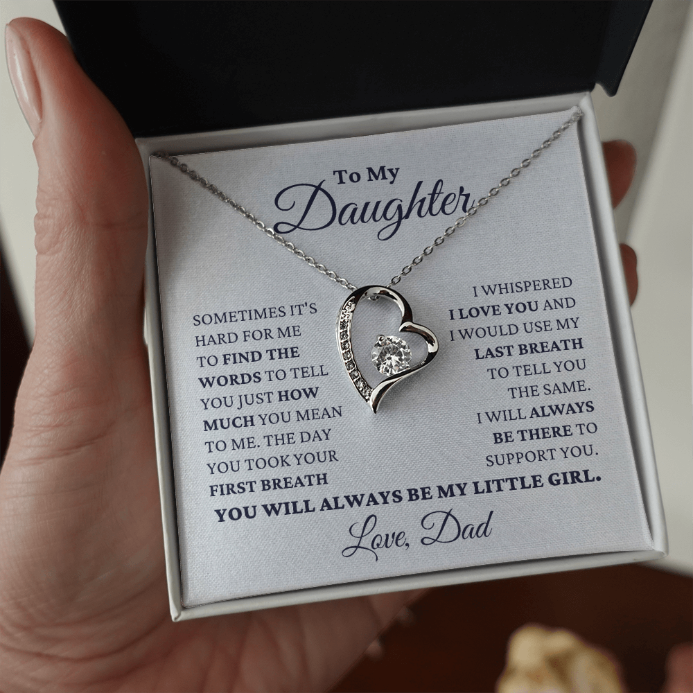 Gift for Daughter Love Dad "My Little Girl" Necklace
