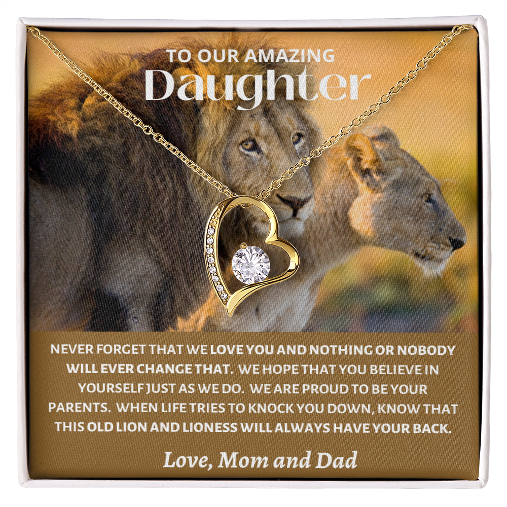 Amazing Daughter - Mom and Dad Old Lions - Forever Love Necklace