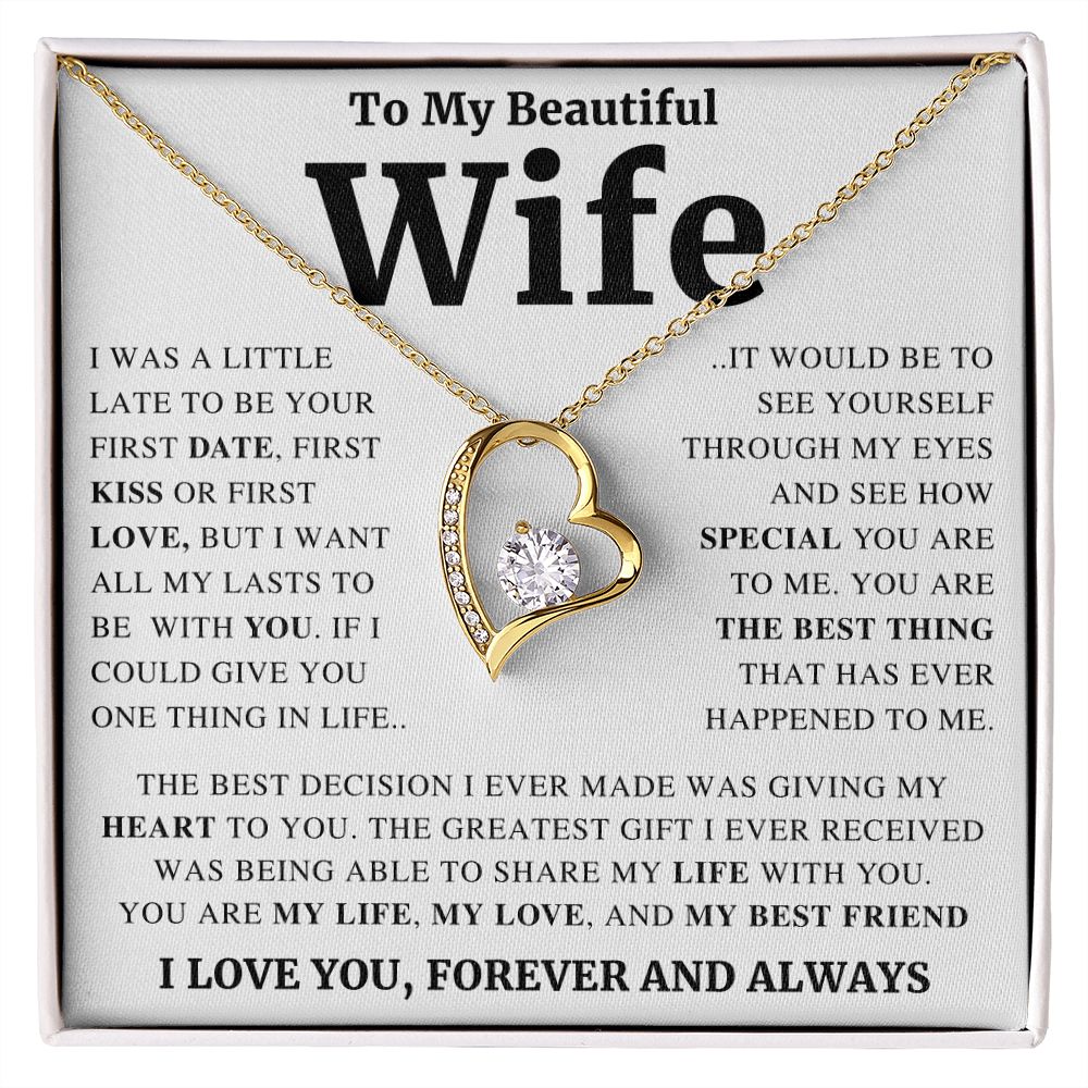 To My Beautiful Wife - Heart Necklace