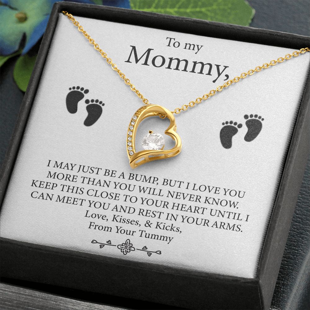 To My Mommy - Baby Feet Heart Pendant Necklace Gift Set