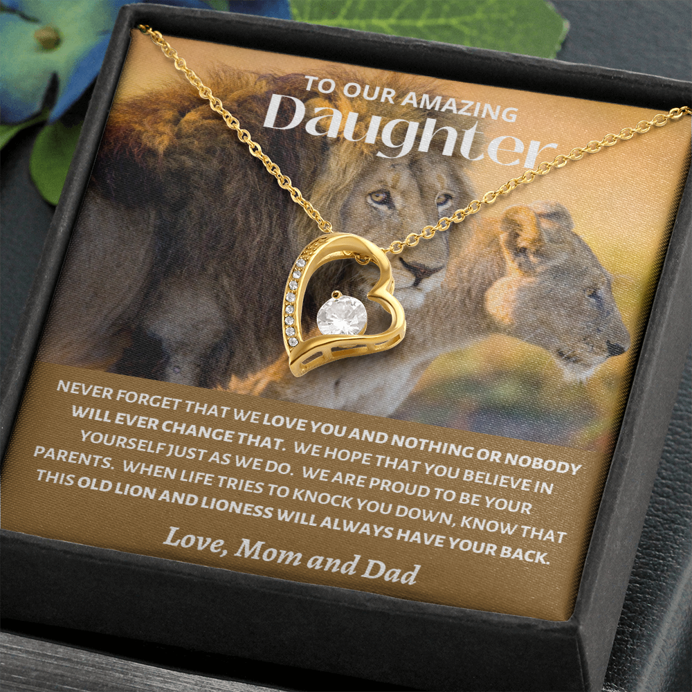 Amazing Daughter - Mom and Dad Old Lions - Forever Love Necklace