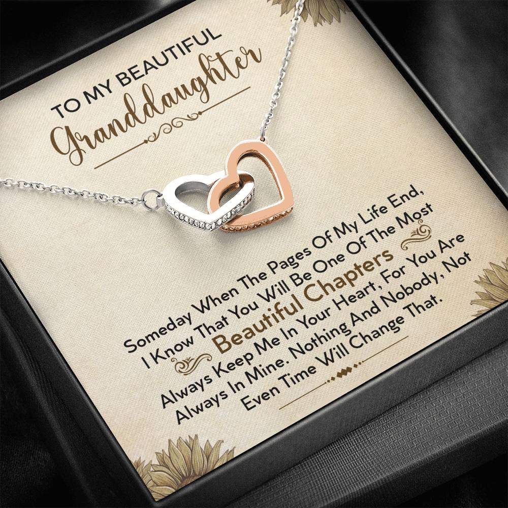 To My Beautiful Granddaughter - Always Keep Me In Your Heart - Interlocking Hearts Necklace