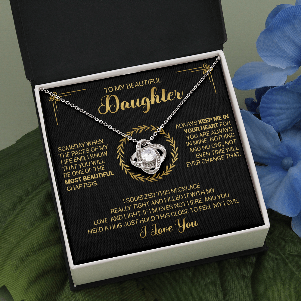 To My Beautiful Daughter - Always Keep Me In Your Heart - Love Knot Necklace