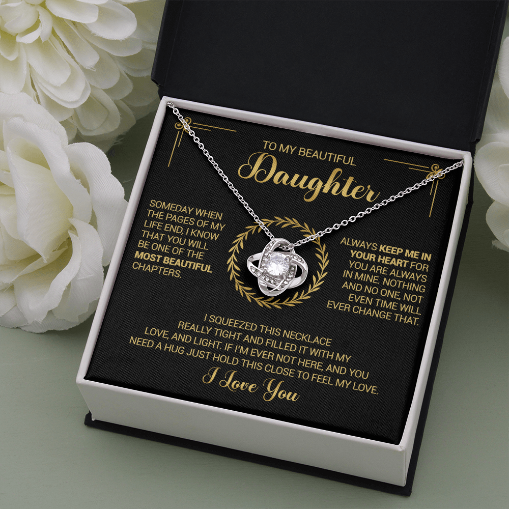 To My Beautiful Daughter - Always Keep Me In Your Heart - Love Knot Necklace