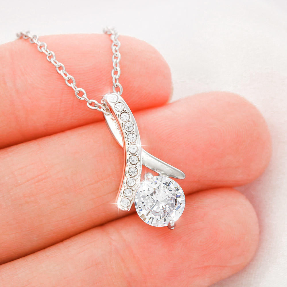 "To Our Daughter, Love mum & Dad" White gold necklace