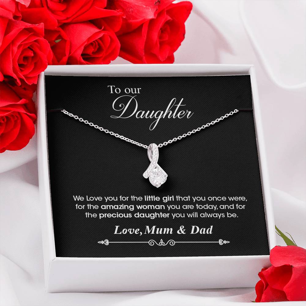 "To Our Daughter, Love mum & Dad" White gold necklace