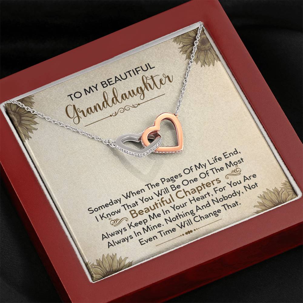 To My Beautiful Granddaughter - Always Keep Me In Your Heart - Interlocking Hearts Necklace