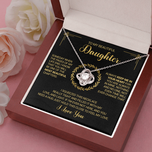 To My Beautiful Daughter - Always Keep Me In Your Heart - Love Knot Necklace