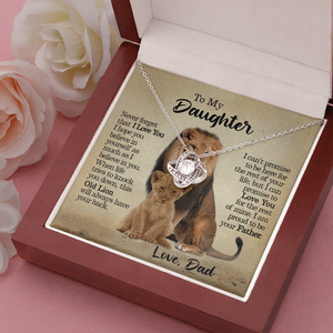 To My Daughter - This Old Lion Will Always Have Your Back - Love Knot Necklace