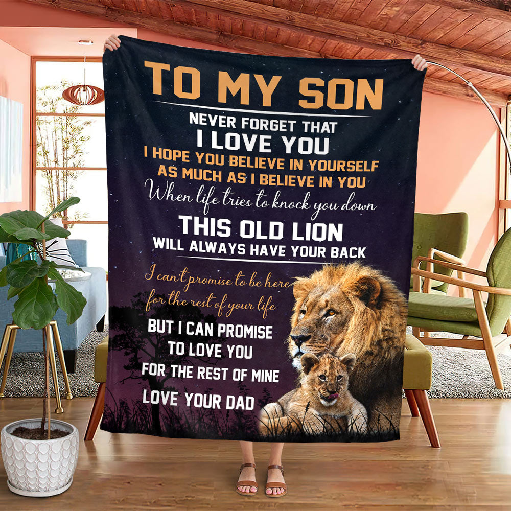 Gift For Son Blanket, To My Son This Old Lion Will Always Have Your Back - Love From Dad