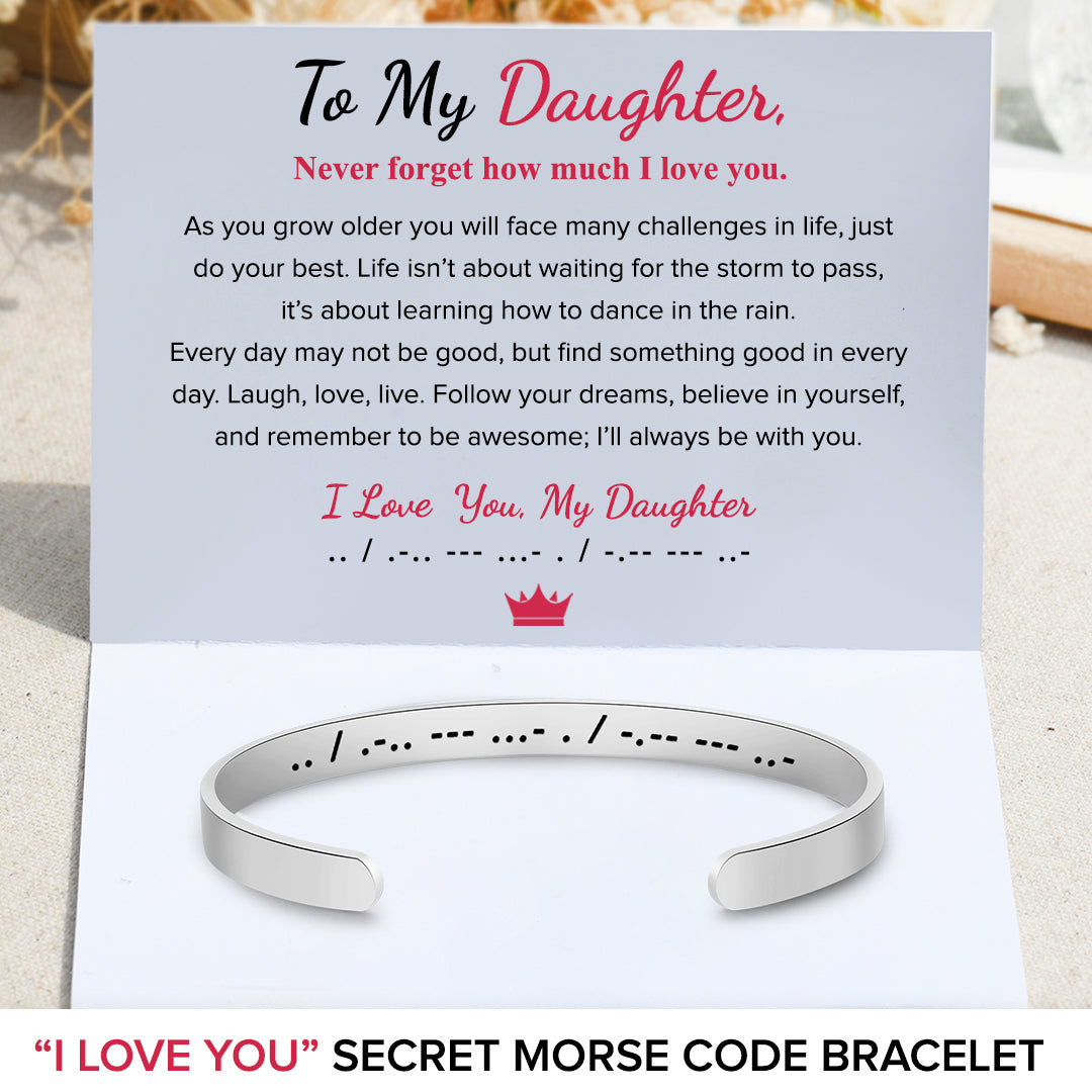 To My Daughter, I Love You Morse Code Cuff Bracelet