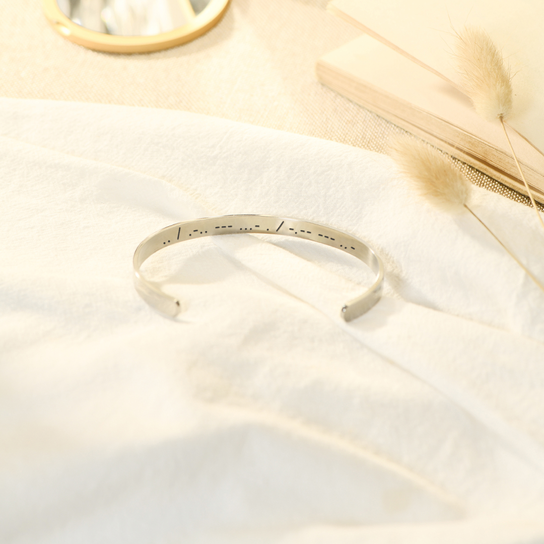 To My Daughter, I Love You Morse Code Cuff Bracelet