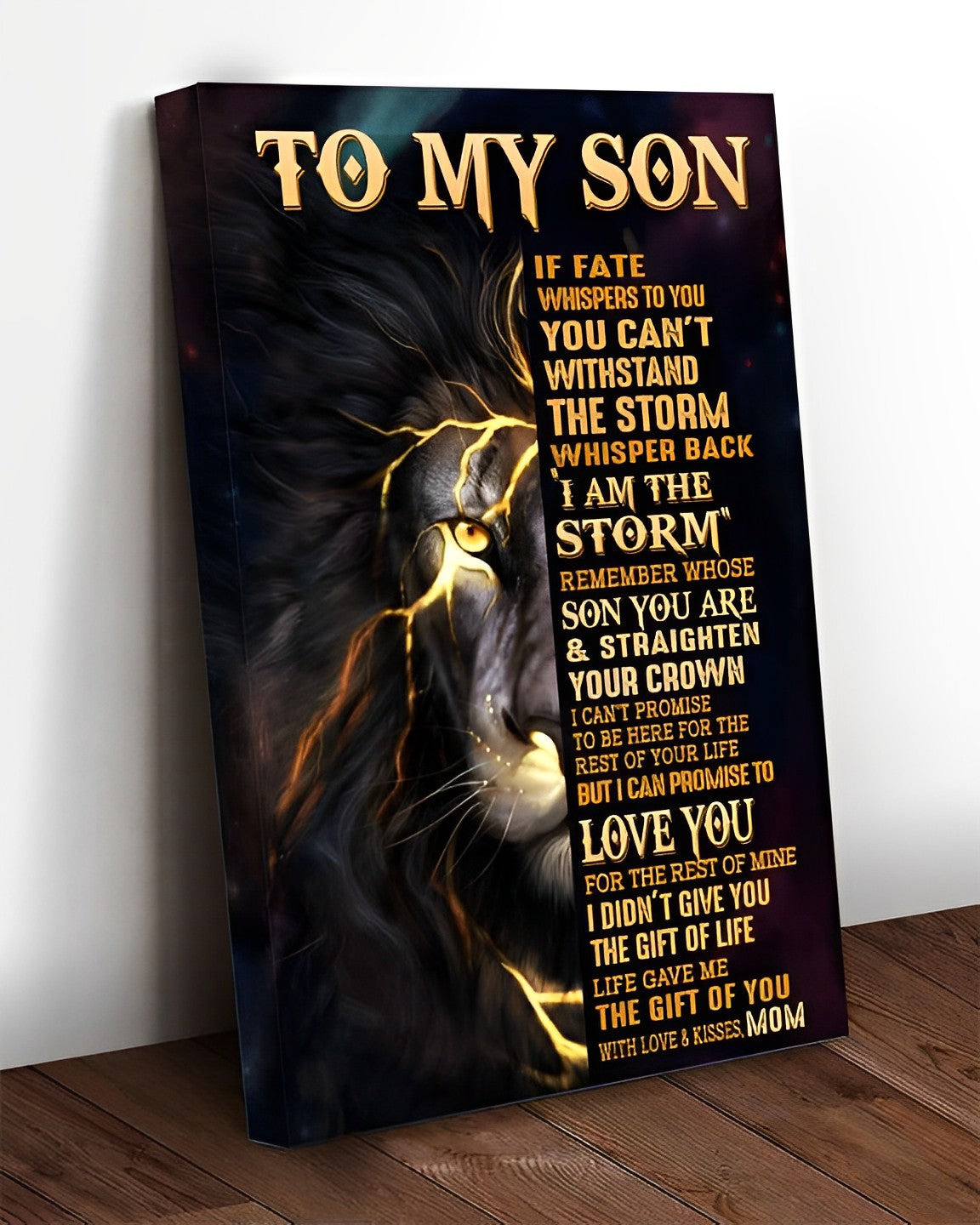 To My Son The Storm Lighting Lion Straighten Your Crown Love You Family Gift From Mom Canvas Poster