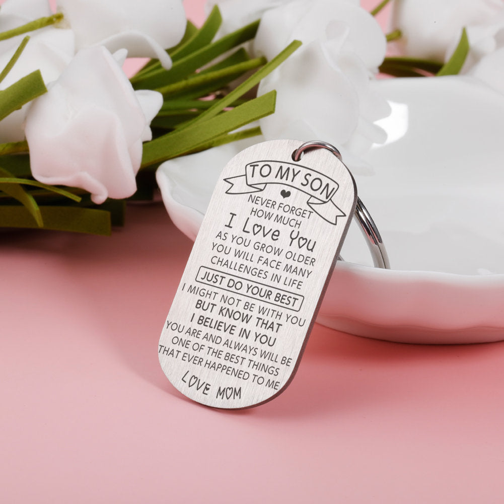 To My Son I Love you Gift,Stainless Steel keychain