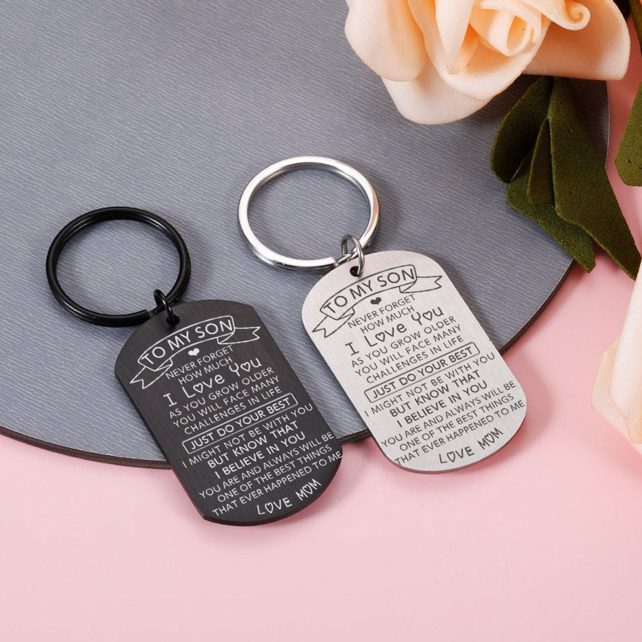 To My Son I Love you Gift,Stainless Steel keychain