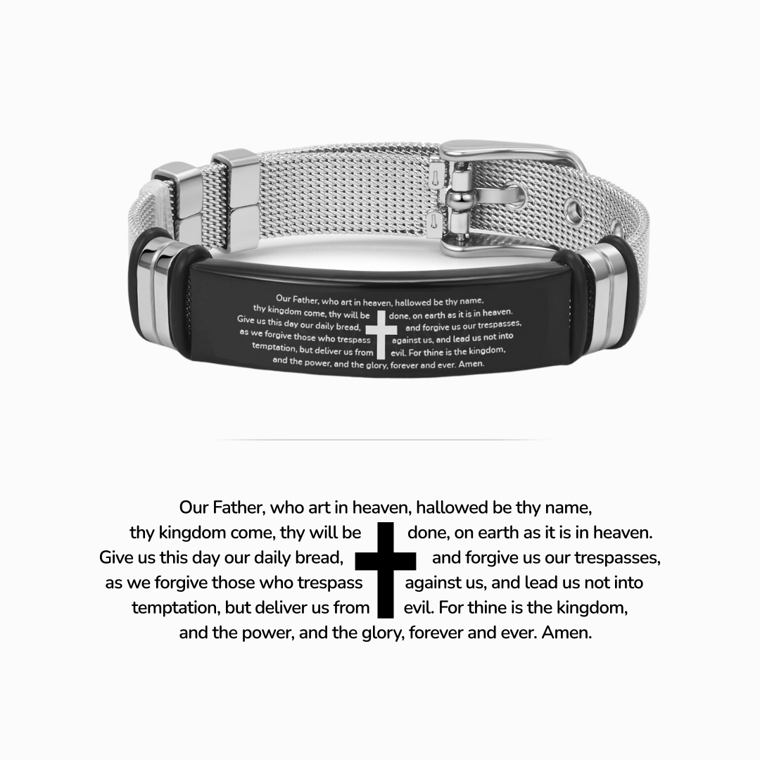 To My Grandson, Pray Through The Lord's Prayer Steel Bracelet
