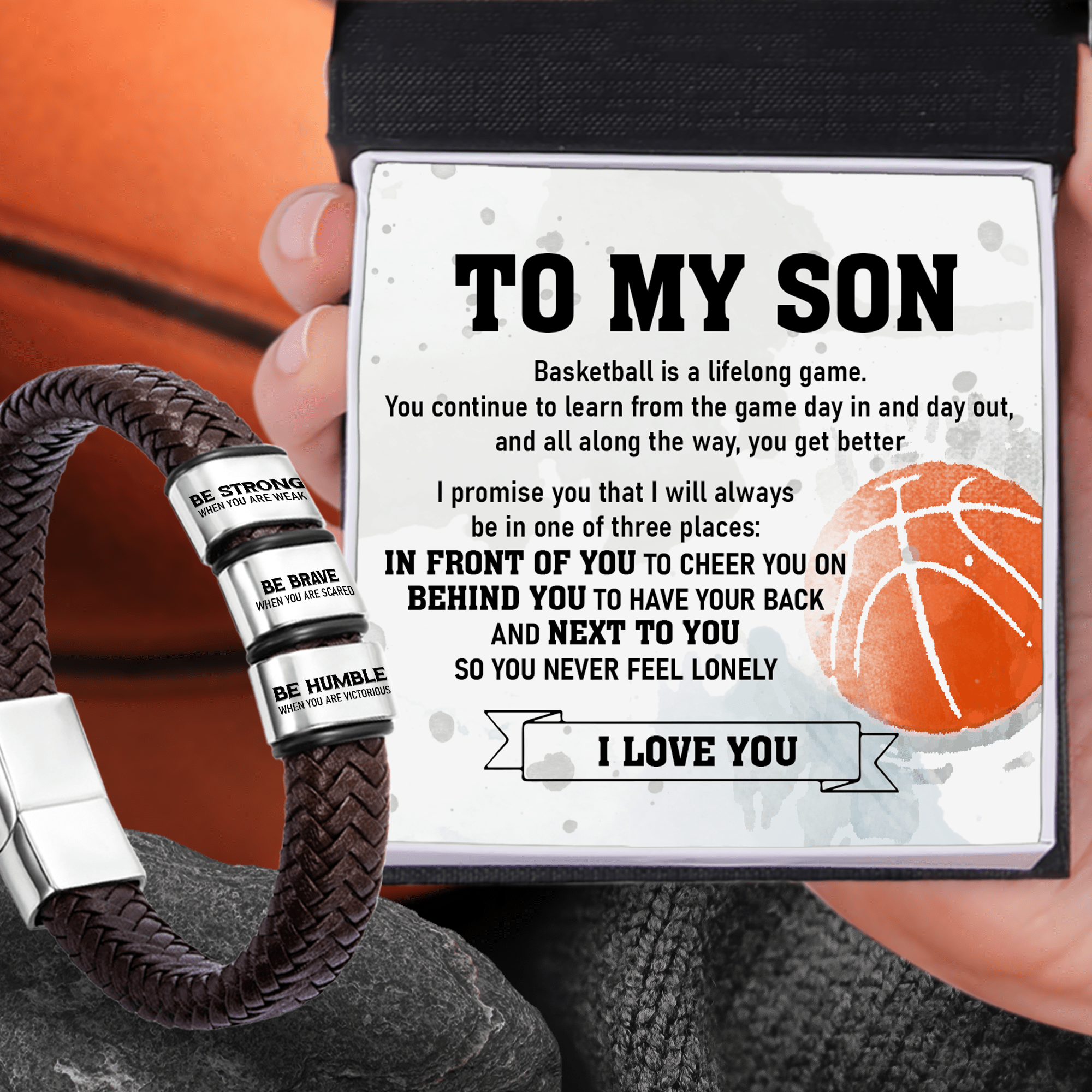 Leather Bracelet - Basketball - To My Son - I Love You