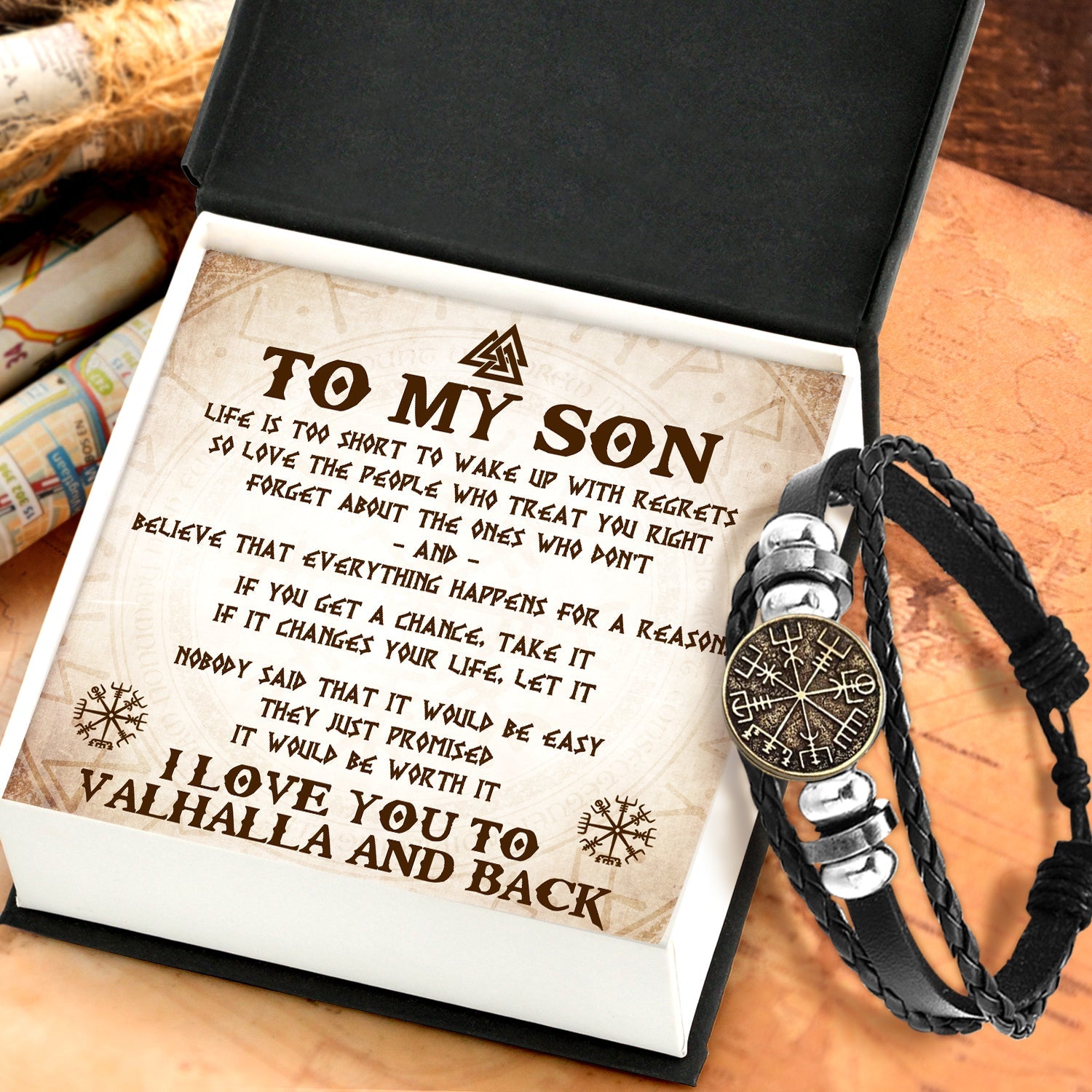 Viking Compass Bracelet - Viking - To My Viking Son - I Love You To Valhalla And Back
