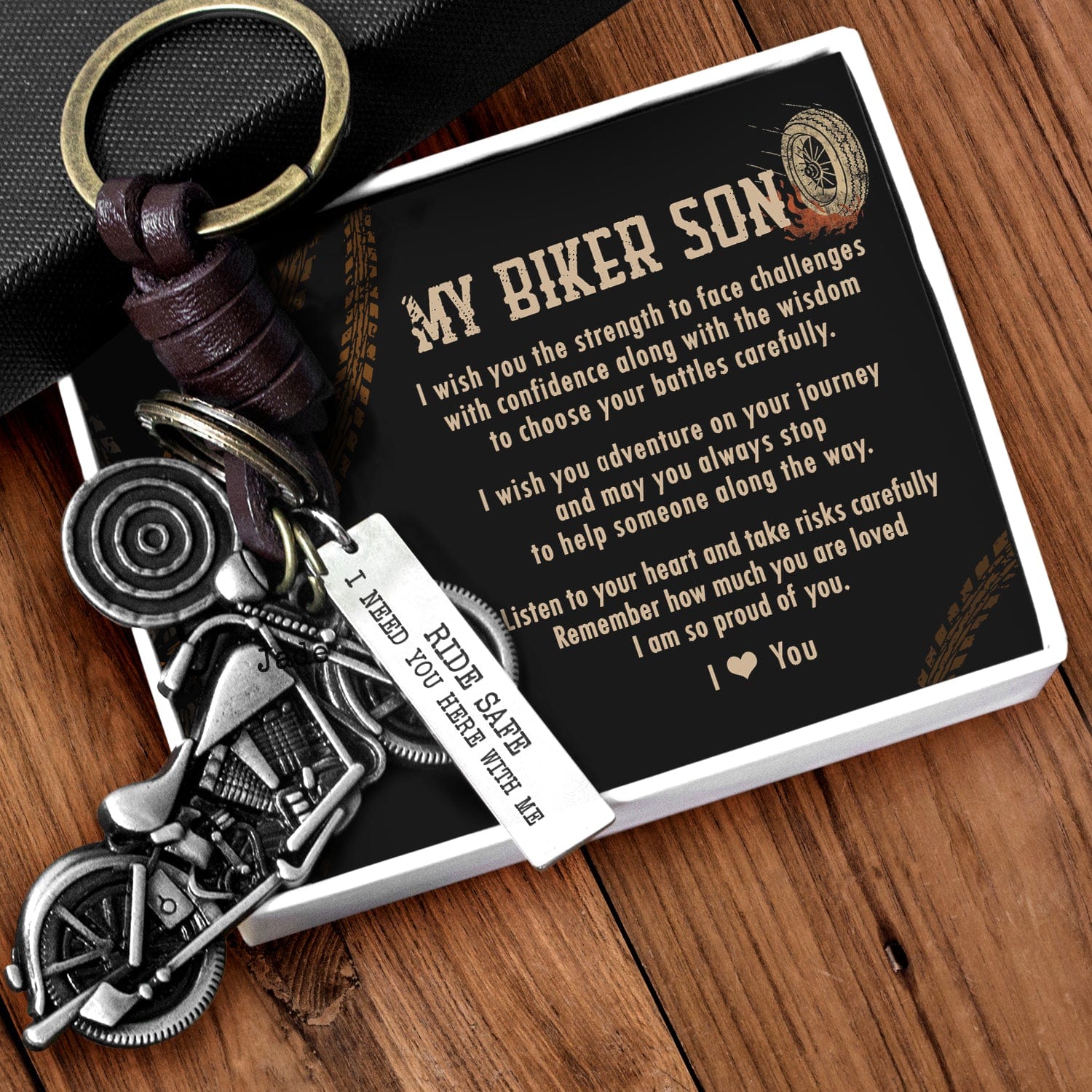 Motorcycle Keychain - Biker - To My Son - I Love You