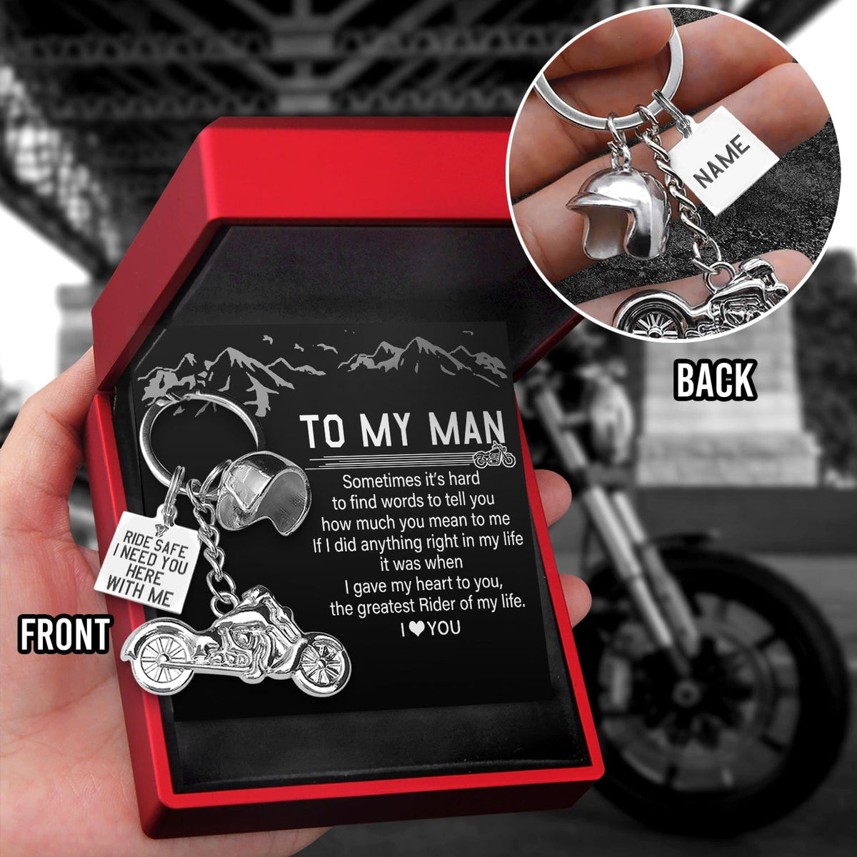 Personalized Classic Bike Keychain - To My Man - The Greatest Rider Of My Life
